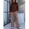 image:imageANRABESS Two Piece Lounge Sets for Women Gingham Sweatsuits  Crewneck Long Sleeve Sweatshirts Wide Leg Pants Set Travel Airport Clothing Daily Casual Wear Matching Fall Winter OutfitsBrown