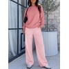 image:imageANRABESS Two Piece Lounge Sets for Women Gingham Sweatsuits  Crewneck Long Sleeve Sweatshirts Wide Leg Pants Set Travel Airport Clothing Daily Casual Wear Matching Fall Winter OutfitsPink