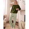 image:imageANRABESS Two Piece Lounge Sets for Women Gingham Sweatsuits  Crewneck Long Sleeve Sweatshirts Wide Leg Pants Set Travel Airport Clothing Daily Casual Wear Matching Fall Winter OutfitsGreen