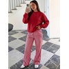 image:imageANRABESS Two Piece Lounge Sets for Women Gingham Sweatsuits  Crewneck Long Sleeve Sweatshirts Wide Leg Pants Set Travel Airport Clothing Daily Casual Wear Matching Fall Winter OutfitsRed