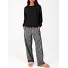image:imageANRABESS Two Piece Lounge Sets for Women Gingham Sweatsuits  Crewneck Long Sleeve Sweatshirts Wide Leg Pants Set Travel Airport Clothing Daily Casual Wear Matching Fall Winter OutfitsBlack