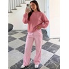image:imageANRABESS Two Piece Lounge Sets for Women Gingham Sweatsuits  Crewneck Long Sleeve Sweatshirts Wide Leg Pants Set Travel Airport Clothing Daily Casual Wear Matching Fall Winter OutfitsPink