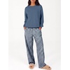 image:imageANRABESS Two Piece Lounge Sets for Women Gingham Sweatsuits  Crewneck Long Sleeve Sweatshirts Wide Leg Pants Set Travel Airport Clothing Daily Casual Wear Matching Fall Winter OutfitsBlue