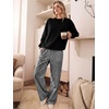 image:imageANRABESS Two Piece Lounge Sets for Women Gingham Sweatsuits  Crewneck Long Sleeve Sweatshirts Wide Leg Pants Set Travel Airport Clothing Daily Casual Wear Matching Fall Winter OutfitsBlack