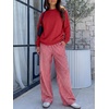 image:imageANRABESS Two Piece Lounge Sets for Women Gingham Sweatsuits  Crewneck Long Sleeve Sweatshirts Wide Leg Pants Set Travel Airport Clothing Daily Casual Wear Matching Fall Winter OutfitsRed