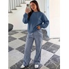 image:imageANRABESS Two Piece Lounge Sets for Women Gingham Sweatsuits  Crewneck Long Sleeve Sweatshirts Wide Leg Pants Set Travel Airport Clothing Daily Casual Wear Matching Fall Winter OutfitsBlue