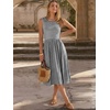 image:imageANRABESS Womens Smocked Summer Sleeveless Midi Dresses  Crewneck Elastic Waist Sundress with PocketsALine Flowy Dress2026 Casual Beach Vacation WorkSpring Fall LayeringBlack Striped