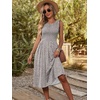 image:imageANRABESS Womens Smocked Summer Sleeveless Midi Dresses  Crewneck Elastic Waist Sundress with PocketsALine Flowy Dress2026 Casual Beach Vacation WorkSpring Fall LayeringKhaki White Dot