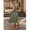 image:imageANRABESS Womens Smocked Summer Sleeveless Midi Dresses  Crewneck Elastic Waist Sundress with PocketsALine Flowy Dress2026 Casual Beach Vacation WorkSpring Fall LayeringOlive
