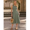 image:imageANRABESS Womens Smocked Summer Sleeveless Midi Dresses  Crewneck Elastic Waist Sundress with PocketsALine Flowy Dress2026 Casual Beach Vacation WorkSpring Fall LayeringOlive