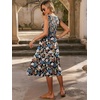 image:imageANRABESS Womens Smocked Summer Sleeveless Midi Dresses  Crewneck Elastic Waist Sundress with PocketsALine Flowy Dress2026 Casual Beach Vacation WorkSpring Fall LayeringFlower Cluster