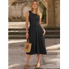 image:imageANRABESS Womens Smocked Summer Sleeveless Midi Dresses  Crewneck Elastic Waist Sundress with PocketsALine Flowy Dress2026 Casual Beach Vacation WorkSpring Fall LayeringBlack