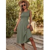 image:imageANRABESS Womens Smocked Summer Sleeveless Midi Dresses  Crewneck Elastic Waist Sundress with PocketsALine Flowy Dress2026 Casual Beach Vacation WorkSpring Fall LayeringOlive