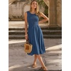 image:imageANRABESS Womens Smocked Summer Sleeveless Midi Dresses  Crewneck Elastic Waist Sundress with PocketsALine Flowy Dress2026 Casual Beach Vacation WorkSpring Fall LayeringBlue
