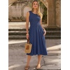 image:imageANRABESS Womens Smocked Summer Sleeveless Midi Dresses  Crewneck Elastic Waist Sundress with PocketsALine Flowy Dress2026 Casual Beach Vacation WorkSpring Fall LayeringNavy Blue