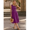 image:imageANRABESS Womens Smocked Summer Sleeveless Midi Dresses  Crewneck Elastic Waist Sundress with PocketsALine Flowy Dress2026 Casual Beach Vacation WorkSpring Fall LayeringDark Purple