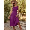 image:imageANRABESS Womens Smocked Summer Sleeveless Midi Dresses  Crewneck Elastic Waist Sundress with PocketsALine Flowy Dress2026 Casual Beach Vacation WorkSpring Fall LayeringDark Purple