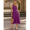 image:imageANRABESS Womens Smocked Summer Sleeveless Midi Dresses  Crewneck Elastic Waist Sundress with PocketsALine Flowy Dress2026 Casual Beach Vacation WorkSpring Fall LayeringDark Purple