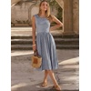 image:imageANRABESS Womens Smocked Summer Sleeveless Midi Dresses  Crewneck Elastic Waist Sundress with PocketsALine Flowy Dress2026 Casual Beach Vacation WorkSpring Fall LayeringBlue Striped
