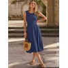 image:imageANRABESS Womens Smocked Summer Sleeveless Midi Dresses  Crewneck Elastic Waist Sundress with PocketsALine Flowy Dress2026 Casual Beach Vacation WorkSpring Fall LayeringNavy Blue