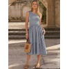 image:imageANRABESS Womens Smocked Summer Sleeveless Midi Dresses  Crewneck Elastic Waist Sundress with PocketsALine Flowy Dress2026 Casual Beach Vacation WorkSpring Fall LayeringBlue Striped