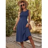 image:imageANRABESS Womens Smocked Summer Sleeveless Midi Dresses  Crewneck Elastic Waist Sundress with PocketsALine Flowy Dress2026 Casual Beach Vacation WorkSpring Fall LayeringNavy Blue