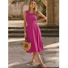 image:imageANRABESS Womens Smocked Summer Sleeveless Midi Dresses  Crewneck Elastic Waist Sundress with PocketsALine Flowy Dress2026 Casual Beach Vacation WorkSpring Fall LayeringHot Pink