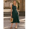 image:imageANRABESS Womens Smocked Summer Sleeveless Midi Dresses  Crewneck Elastic Waist Sundress with PocketsALine Flowy Dress2026 Casual Beach Vacation WorkSpring Fall LayeringDark Green