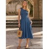 image:imageANRABESS Womens Smocked Summer Sleeveless Midi Dresses  Crewneck Elastic Waist Sundress with PocketsALine Flowy Dress2026 Casual Beach Vacation WorkSpring Fall LayeringBlue