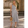image:imageANRABESS Womens Smocked Summer Sleeveless Midi Dresses  Crewneck Elastic Waist Sundress with PocketsALine Flowy Dress2026 Casual Beach Vacation WorkSpring Fall LayeringKhaki White Dot