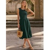 image:imageANRABESS Womens Smocked Summer Sleeveless Midi Dresses  Crewneck Elastic Waist Sundress with PocketsALine Flowy Dress2026 Casual Beach Vacation WorkSpring Fall LayeringDark Green