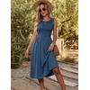 image:imageANRABESS Womens Smocked Summer Sleeveless Midi Dresses  Crewneck Elastic Waist Sundress with PocketsALine Flowy Dress2026 Casual Beach Vacation WorkSpring Fall LayeringBlue