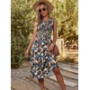 image:imageANRABESS Womens Smocked Summer Sleeveless Midi Dresses  Crewneck Elastic Waist Sundress with PocketsALine Flowy Dress2026 Casual Beach Vacation WorkSpring Fall LayeringFlower Cluster