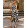 image:imageANRABESS Womens Smocked Summer Sleeveless Midi Dresses  Crewneck Elastic Waist Sundress with PocketsALine Flowy Dress2026 Casual Beach Vacation WorkSpring Fall LayeringFlower Cluster