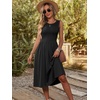 image:imageANRABESS Womens Smocked Summer Sleeveless Midi Dresses  Crewneck Elastic Waist Sundress with PocketsALine Flowy Dress2026 Casual Beach Vacation WorkSpring Fall LayeringBlack