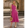 image:imageANRABESS Womens Smocked Summer Sleeveless Midi Dresses  Crewneck Elastic Waist Sundress with PocketsALine Flowy Dress2026 Casual Beach Vacation WorkSpring Fall LayeringHot Pink