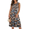image:imageANRABESS Womens Smocked Summer Sleeveless Midi Dresses  Crewneck Elastic Waist Sundress with PocketsALine Flowy Dress2026 Casual Beach Vacation WorkSpring Fall LayeringFlower Cluster