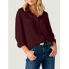 image:imageANRABESS Dressy Long Sleeve Button Down Shirts for Women  Business Casual Work Office Blouse Tops Soft Fabric Loose Fit Classic Style Fall Winter Transition ClothesWine Red