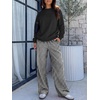 image:imageANRABESS Two Piece Sets for Women Gingham Pants Lounge Set  Long Sleeve Sweatshirts Wide Leg Pants Fall Outfits Travel Vacation Airport Fashion Clothing 2026 Daily Matching SweatsuitsBlack