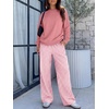 image:imageANRABESS Two Piece Sets for Women Gingham Pants Lounge Set  Long Sleeve Sweatshirts Wide Leg Pants Fall Outfits Travel Vacation Airport Fashion Clothing 2026 Daily Matching SweatsuitsPink
