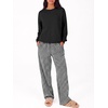 image:imageANRABESS Two Piece Sets for Women Gingham Pants Lounge Set  Long Sleeve Sweatshirts Wide Leg Pants Fall Outfits Travel Vacation Airport Fashion Clothing 2026 Daily Matching SweatsuitsBlack