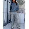image:imageANRABESS Two Piece Sets for Women Gingham Pants Lounge Set  Long Sleeve Sweatshirts Wide Leg Pants Fall Outfits Travel Vacation Airport Fashion Clothing 2026 Daily Matching SweatsuitsBlue
