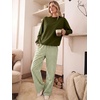image:imageANRABESS Two Piece Sets for Women Gingham Pants Lounge Set  Long Sleeve Sweatshirts Wide Leg Pants Fall Outfits Travel Vacation Airport Fashion Clothing 2026 Daily Matching SweatsuitsGreen