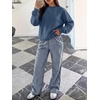 image:imageANRABESS Two Piece Sets for Women Gingham Pants Lounge Set  Long Sleeve Sweatshirts Wide Leg Pants Fall Outfits Travel Vacation Airport Fashion Clothing 2026 Daily Matching SweatsuitsBlue