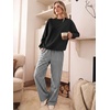 image:imageANRABESS Two Piece Sets for Women Gingham Pants Lounge Set  Long Sleeve Sweatshirts Wide Leg Pants Fall Outfits Travel Vacation Airport Fashion Clothing 2026 Daily Matching SweatsuitsBlack