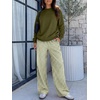 image:imageANRABESS Two Piece Sets for Women Gingham Pants Lounge Set  Long Sleeve Sweatshirts Wide Leg Pants Fall Outfits Travel Vacation Airport Fashion Clothing 2026 Daily Matching SweatsuitsGreen