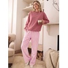 image:imageANRABESS Two Piece Sets for Women Gingham Pants Lounge Set  Long Sleeve Sweatshirts Wide Leg Pants Fall Outfits Travel Vacation Airport Fashion Clothing 2026 Daily Matching SweatsuitsPink