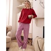 image:imageANRABESS Two Piece Sets for Women Gingham Pants Lounge Set  Long Sleeve Sweatshirts Wide Leg Pants Fall Outfits Travel Vacation Airport Fashion Clothing 2026 Daily Matching SweatsuitsRed