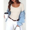 image:imageANRABESS Women Long Sleeve Thermal Shirts Scoop Neck Top  Fleece Lined Warm Layer Undershirt Soft Slim Fit Casual Basic Cute Top 2026 Fall Winter Clothes Daily WearBeige