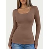 image:imageANRABESS Women Long Sleeve Thermal Shirts Scoop Neck Top  Fleece Lined Warm Layer Undershirt Soft Slim Fit Casual Basic Cute Top 2026 Fall Winter Clothes Daily WearCoffee